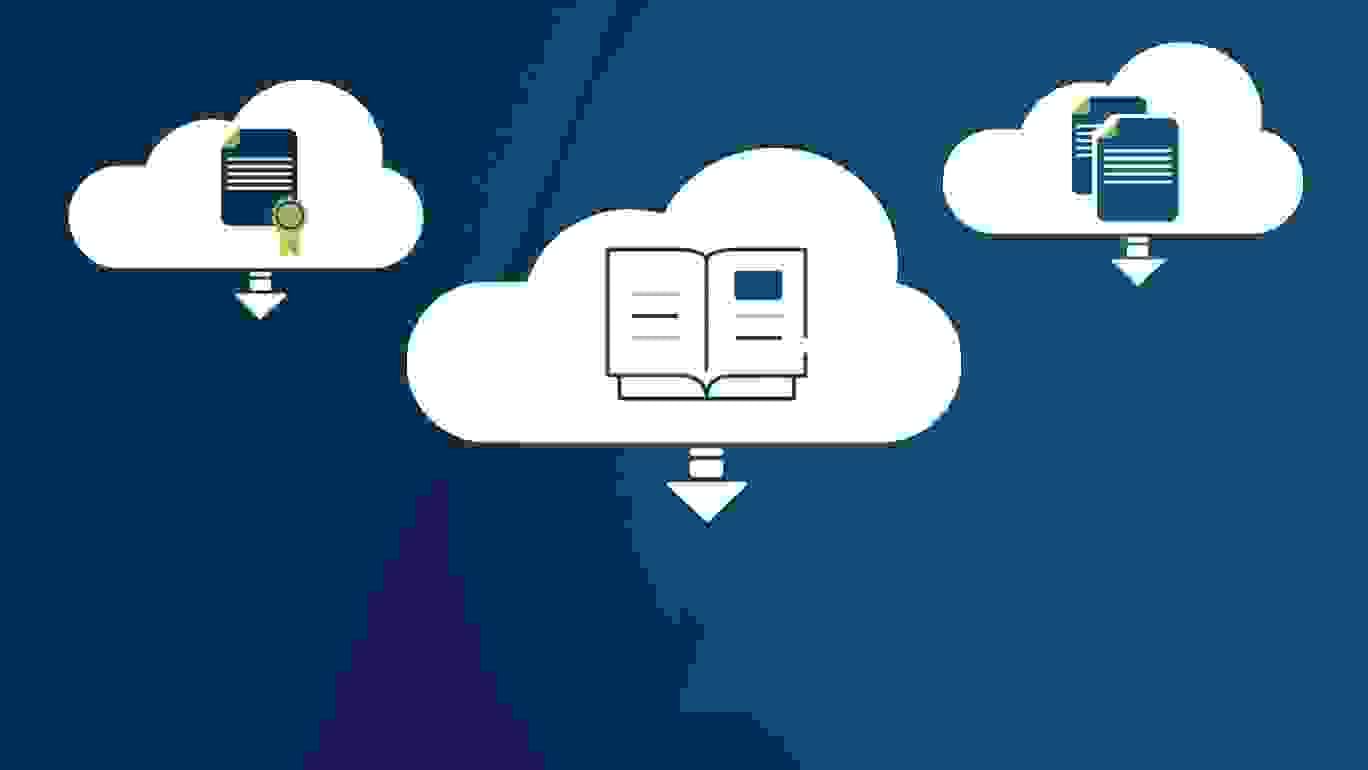 Skyer med dokumenter til downloads