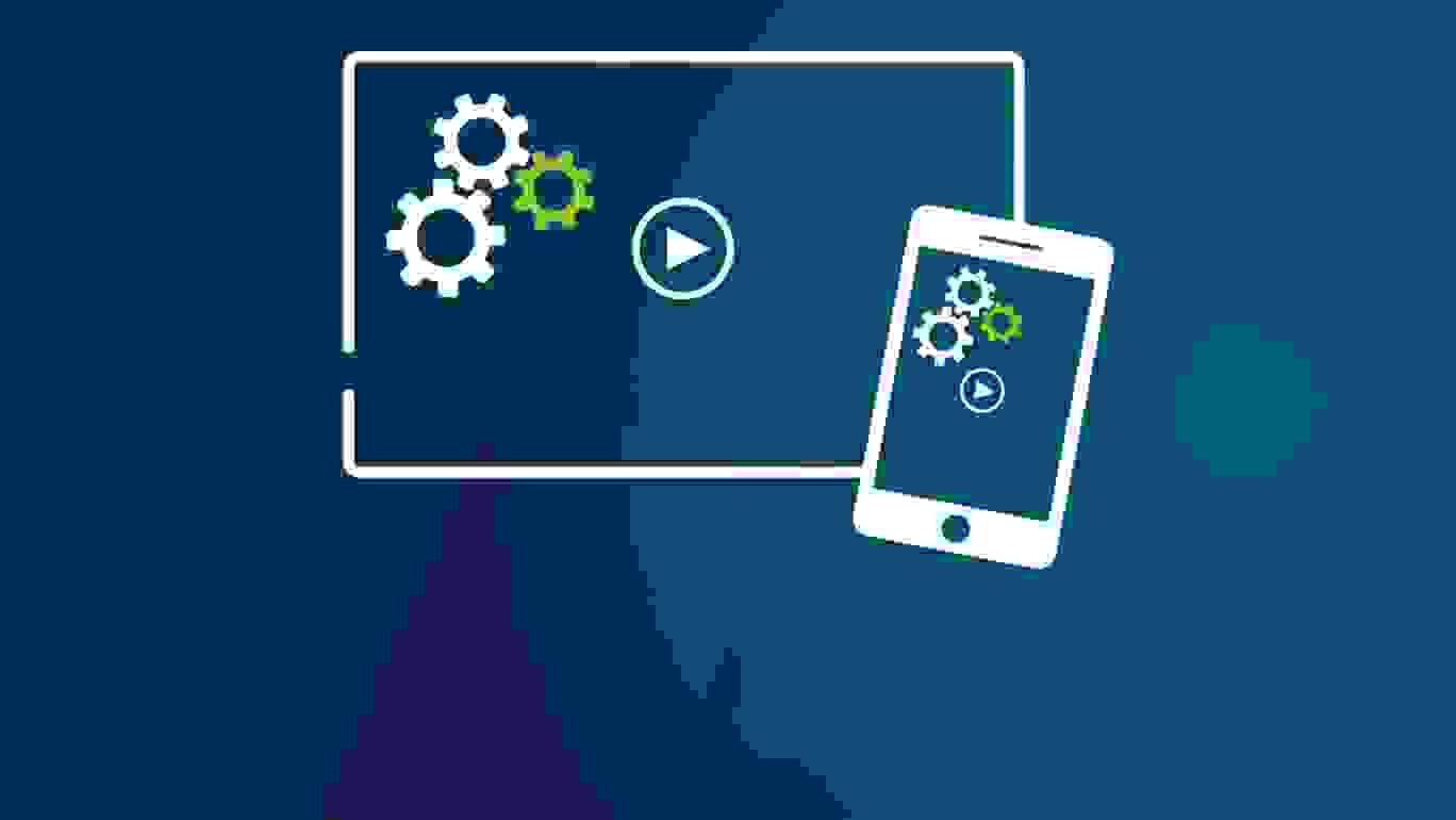 Guider og tutorials på enheder animation på blå baggrund